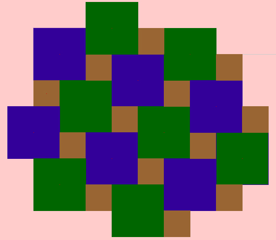 Mosaico con cuadrados de lado en la relación 1 a 2