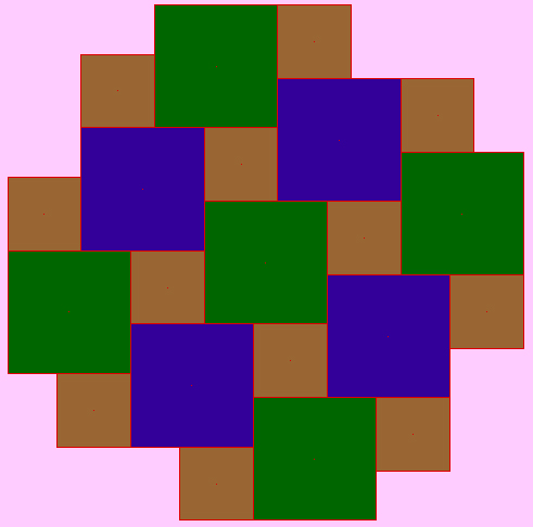 Mosaico con cuadrados de lado en la relación 3 a 5