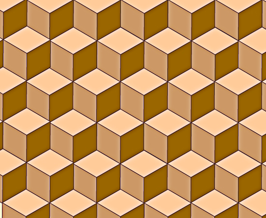 Mosaico en perspectiva isométrica basado en el triángulo equilátero