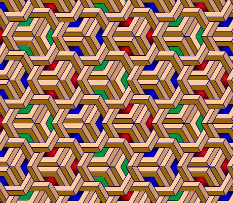 Mosaico laberíntico en perspectiva isométrica 