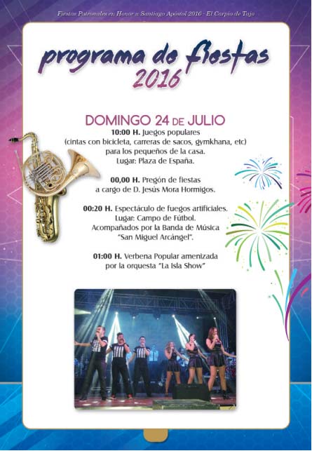 Programa de la fiesta de Santiago en el Carpio de Tajo (24-7-16)