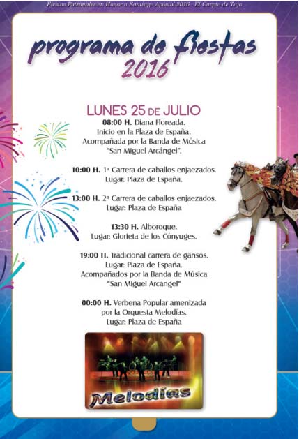 Programa de la fiesta de Santiago en el Carpio de Tajo (25-7-16)