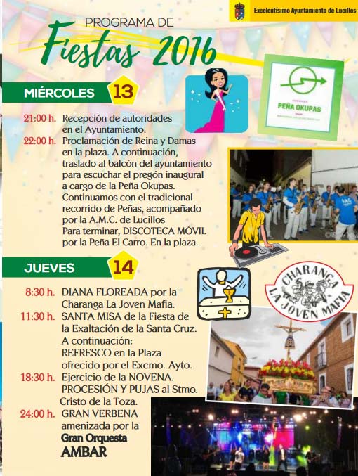Programa de las fiestas en honor al Stmo. Cristo de la Toza en Lucillos (13 al 17 de Septiembre de 2017)