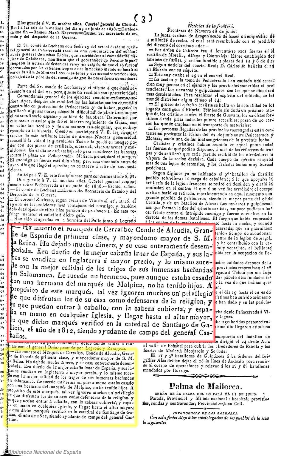 1838_7_11_Diario-constitucionaldePalmadeMallorca_priilegiodelmarquesacaballo