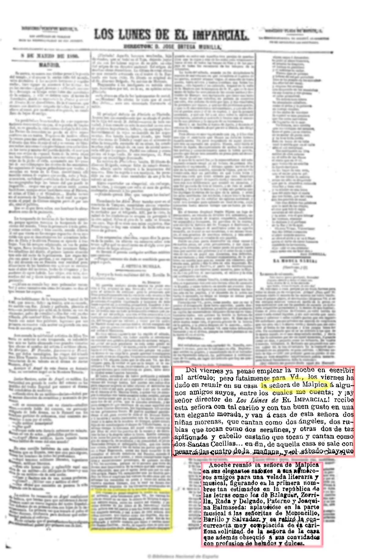 El Imparcial 8/3/1880, página 3. Explicaciones de Zorrilla para excusarse de no haber escrito un artículo para este periódico