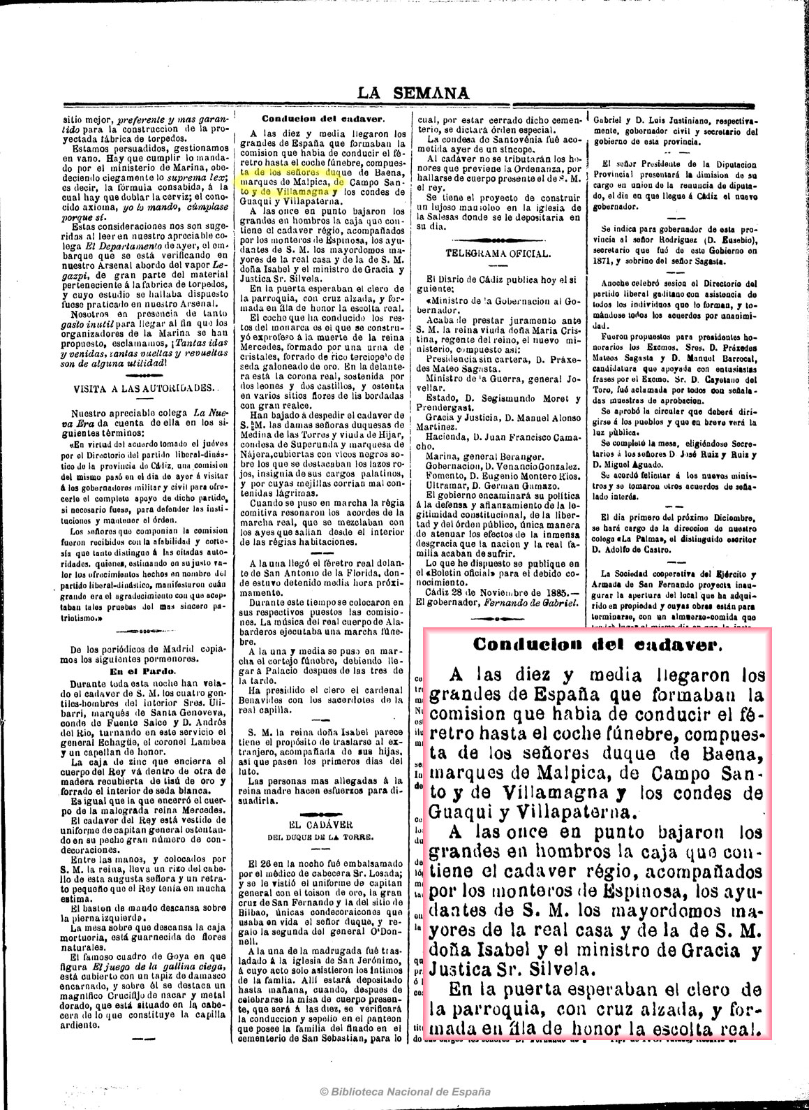 La Semana 29_11_1885, página 3. Comitiva fúnebre de AlfonsoXII