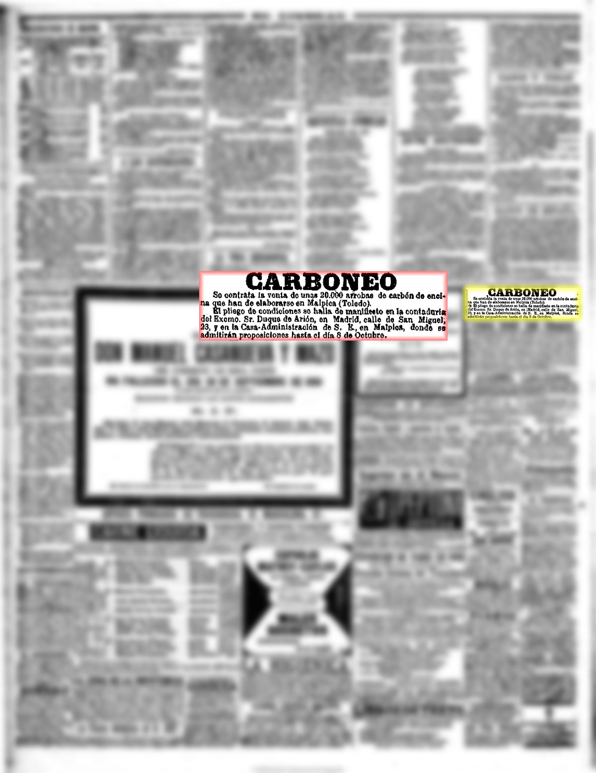 El Liberal 29-9-1899, página 4. Carboneo en Valdepusa