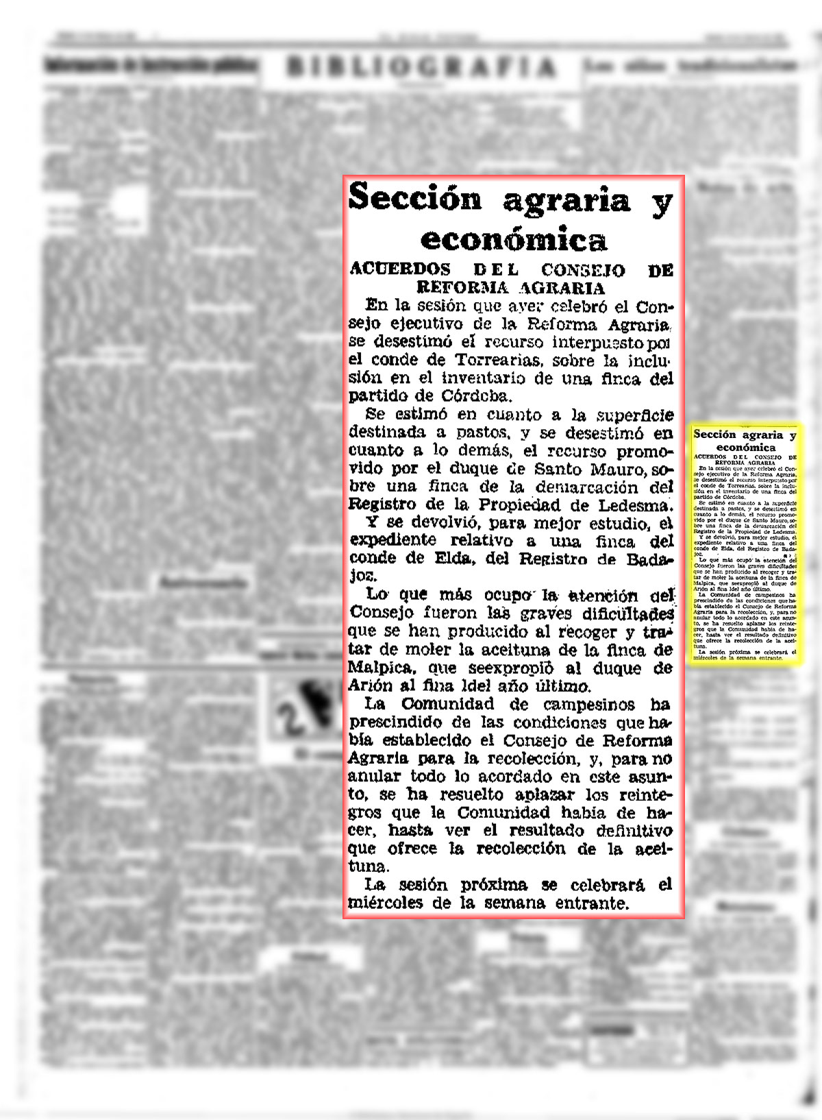 Acuerdos del consejo Agrario. sobre la aceituna. El Siglo futuro 10/2/1934, n.º 8.138