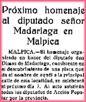 Homenje a Madariaga. El Castellano (06-07-1935)