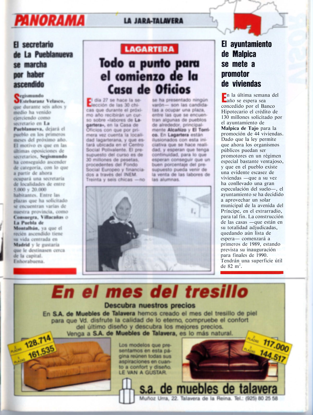 El ayuntamiento de Malpica de Tajo promueve la constucción de 44 nuevas viviendas. Bisagra. N.º 60, 25-31/12/1988