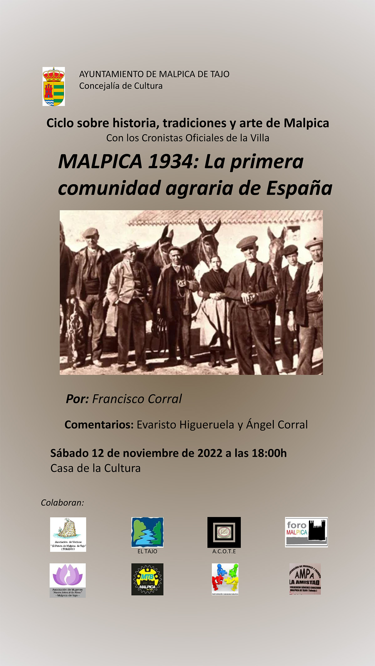 Cartel anunciador de la charla-coloquio de Francisco Corral