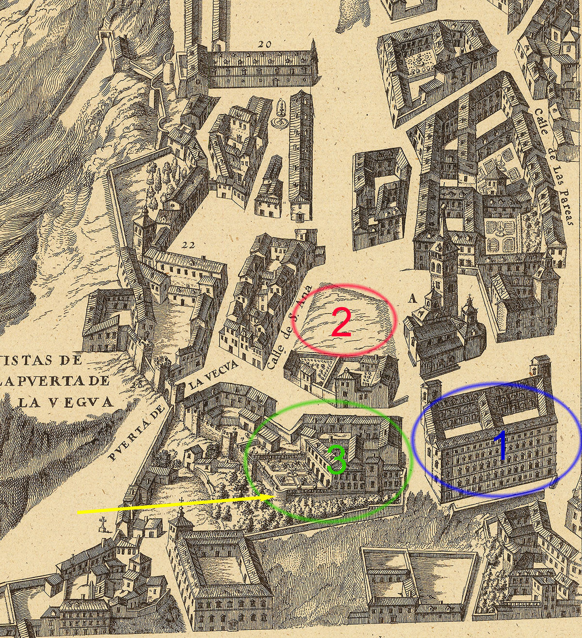 Detalle del plano de Texeira de 1656