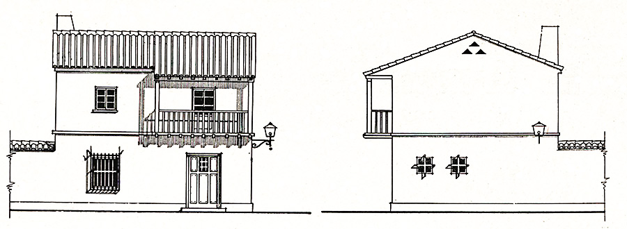 Boceto de la casa tipo I en la esquina derecha de la manzana
