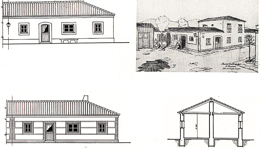 Boceto de las casas tipo IV, variante de las de tipo I