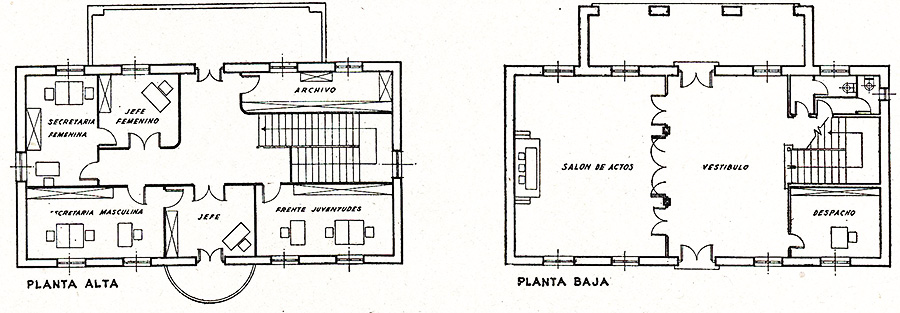 Planos del proyecto de la casa F.E.T. en 1944.