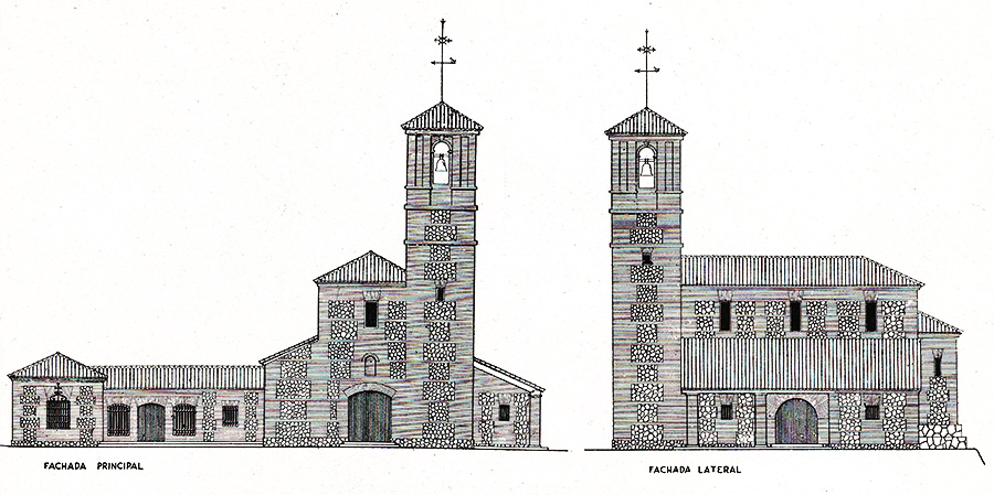 Boceto de la iglesia vista del proyecto de 1944