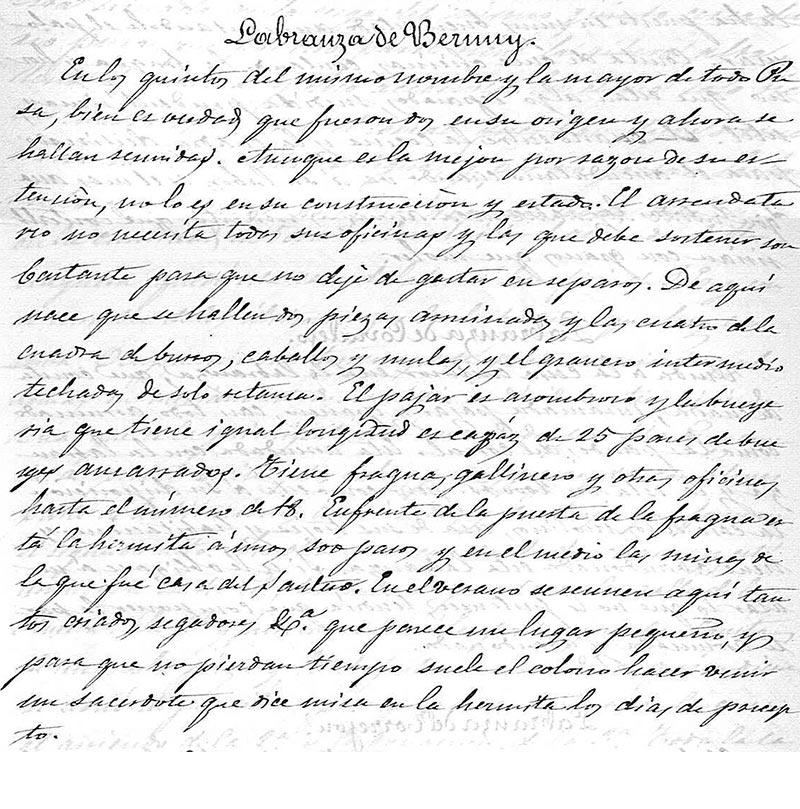 Labranaza de Bernuy en 1825 según D. Fermín Caballero
