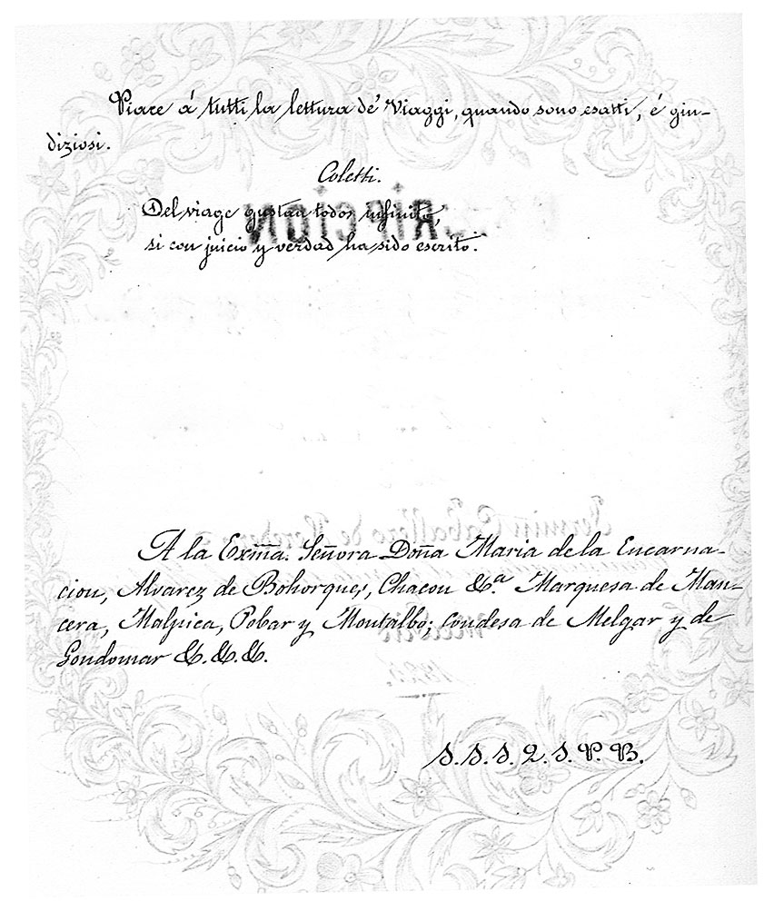 Dedicatoria de Fermín Caballero a Doña María de la Encarnación Álvarez de las Asturias Bohórquez y Chacón