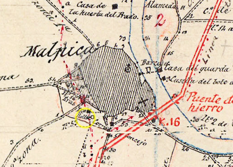 Mapa de Malpica elaborado por El Instituto Geográfico y Estadístico de 1882