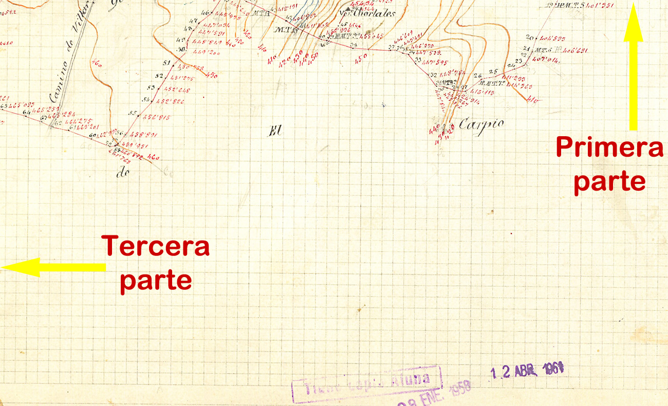 Mapa topográfico de curvas de nivel del término de Malpica realizado en noviembre de 1882, parte 4
