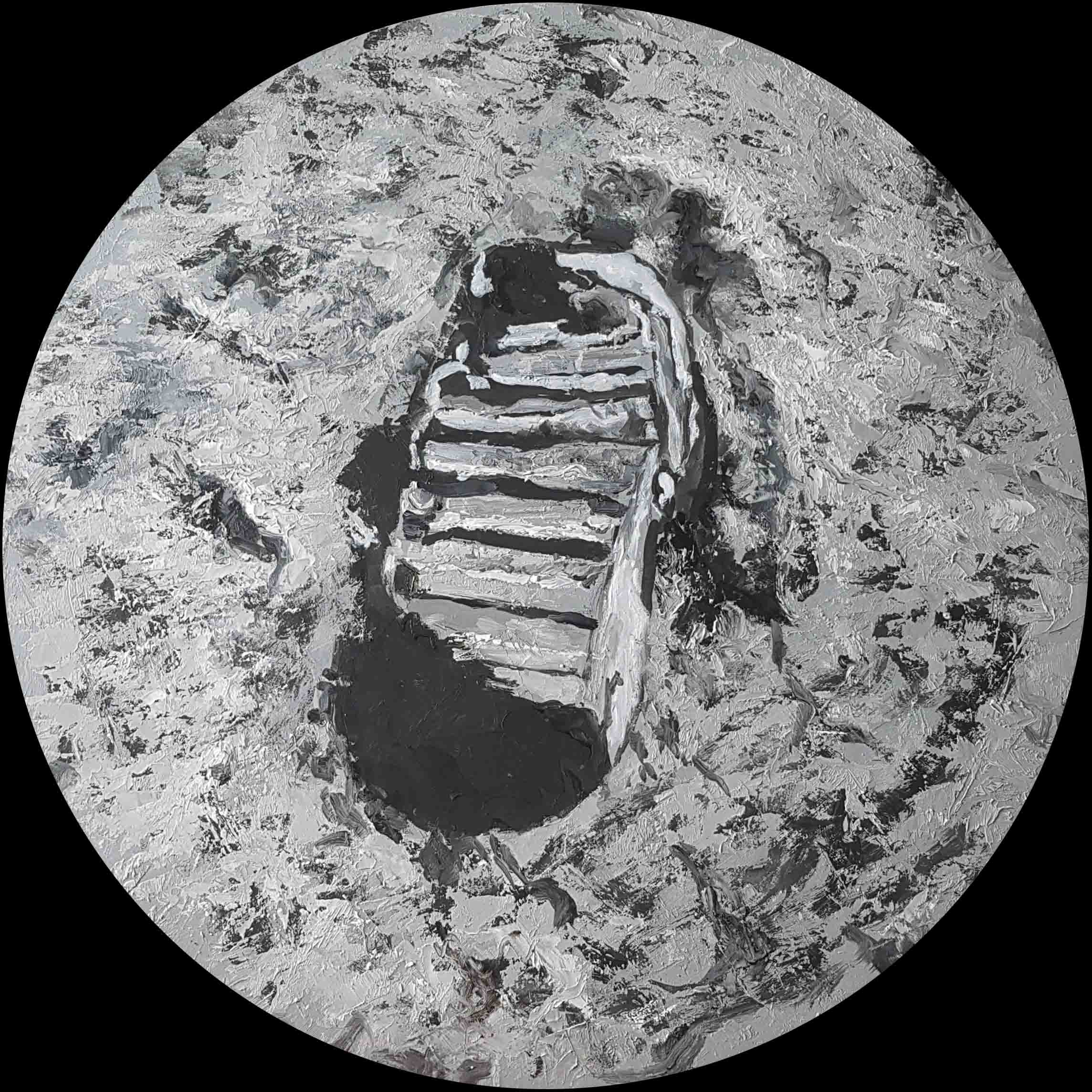 Supuesta huella del hombre en la superficie lunar