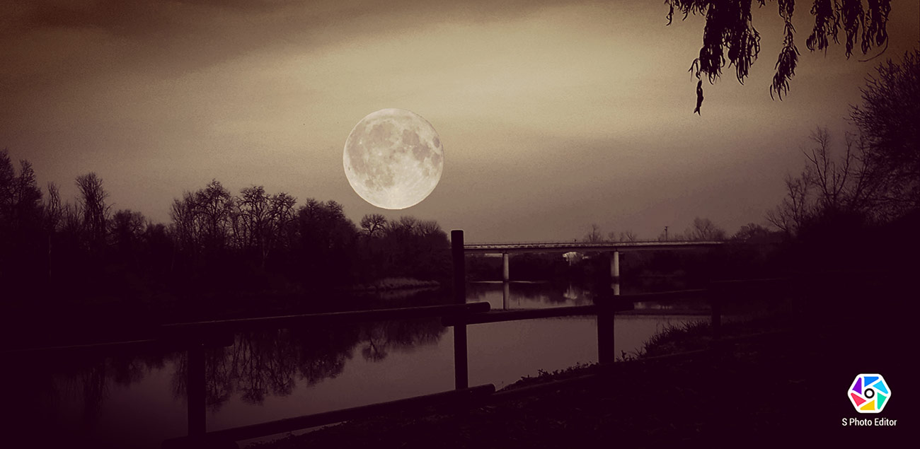 Puente viejo y luna llena
