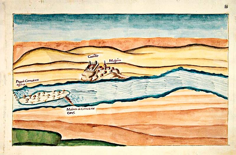Planos de reconocimiento de las riberas del Tajo, desde el molino de Las Monjas en Carpio hasta el de Corralejos en Malpica realizados por Luis Carduchi y Julio Martelli en 1657  
