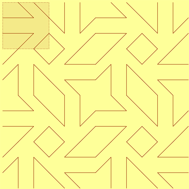 Mosaico obtenido mediante giros y traslaciones del motivo base (21)