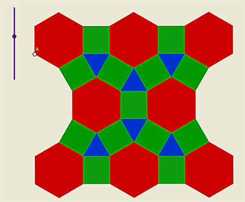 Mosaico por expansión de hexágonos que pasa por el semirregular 3,4,6,4