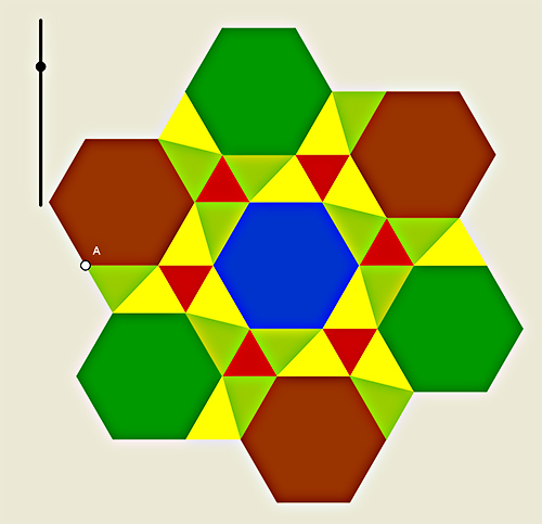Mosaico por expansión basado en el hexágono regular que genera el irregular 3,3,3,3,6