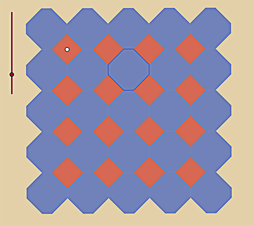 Mosaico construido mediante la técnica de cortar vértices en una mosaico cuadrado
