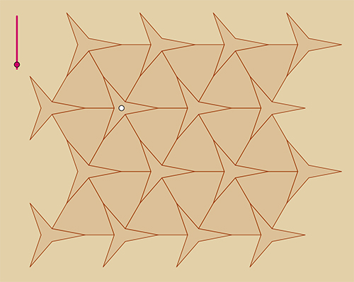 Mosaico basado en el triágulo recortando polígonos no regulares en los vértices