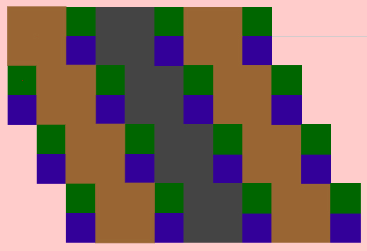 Mosaico con cuadrados de lado en la relación 1 a 2