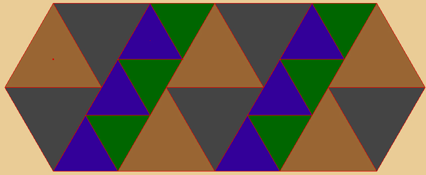 Mosaico con triángulos en la relación de tamños de 2 a 3