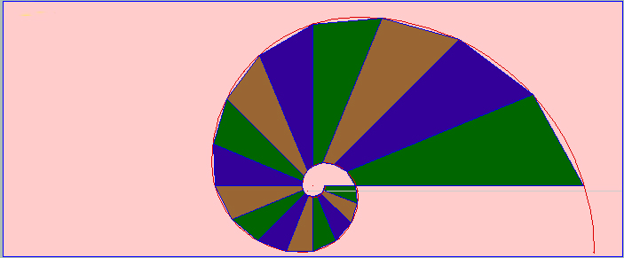 Mosaico en espiral basado en la sucesión de Fibonacci