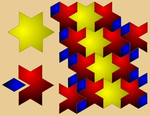 Mosaico mediante seccionado el polígono estrellado de seis puntas