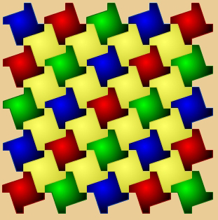 Mosaico del molinillo uniendo cuatro trapecios formados partiendo el cuadrado