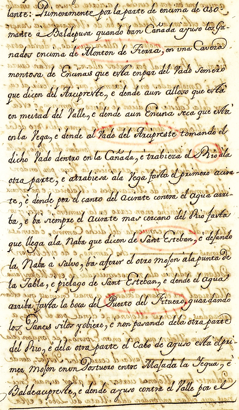 Descripción de 1392 de los apeos, límites y mojones de la cañada de Valdepusa 1 Descripción de 1392 de los apeos, límites y mojones de la cañada de Valdepusa 1