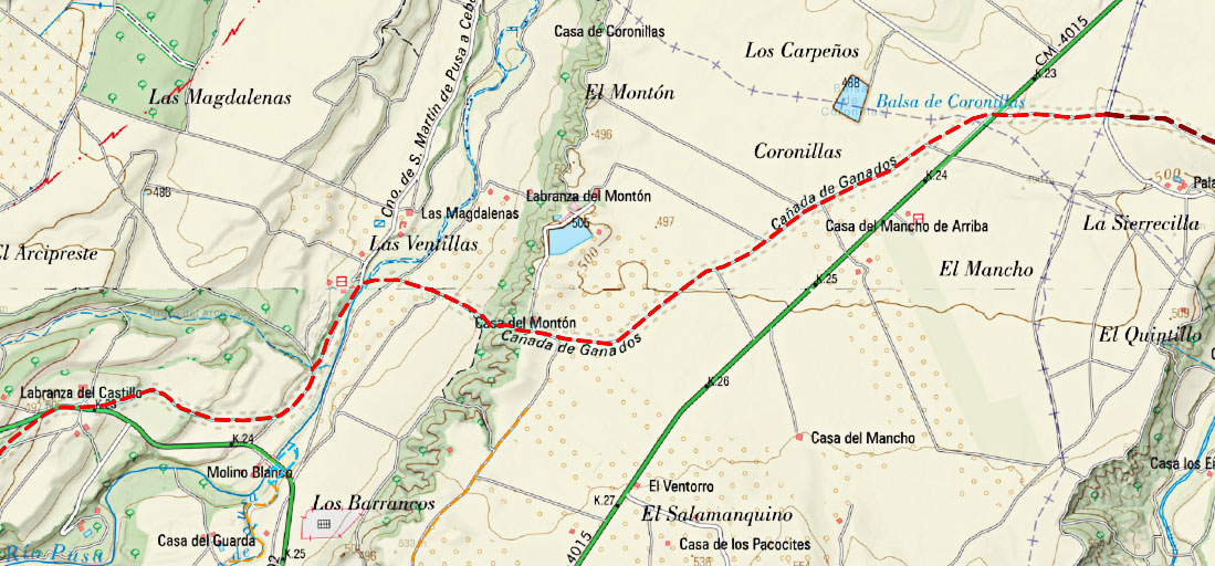 La cañada de Valdepusa en un mapa actual La cañada de Valdepusa en un mapa actual