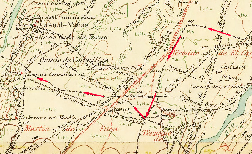 Recorte del mapa MTN50 del límite del término municipal de Malpica de Tajo desde el Relucío al Cordel Real