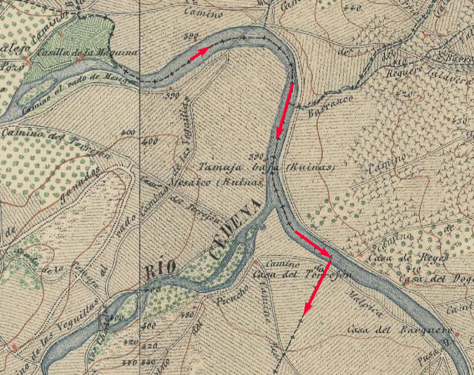 Mapa del límite del término municipal de Malpica de Tajo desde el barranco del Gallego hasta el final del Torrejón