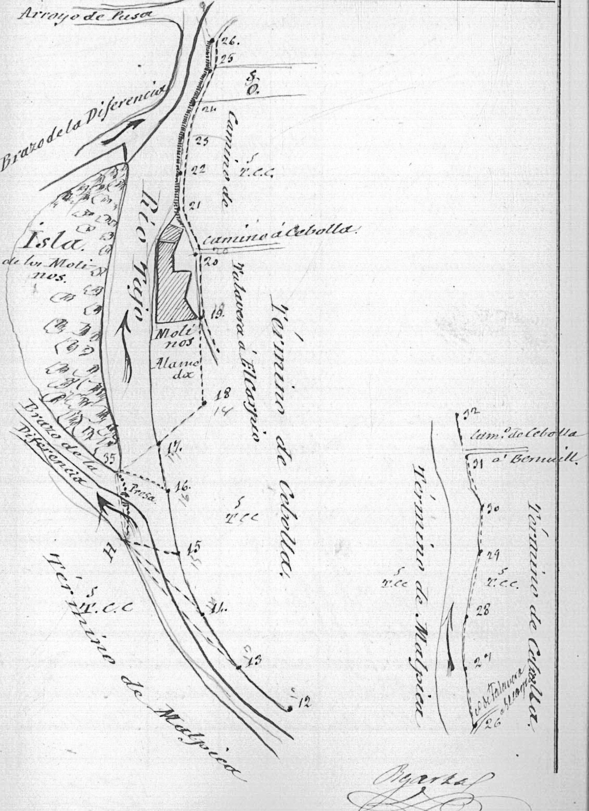 Croquis de la presa de Cebolla