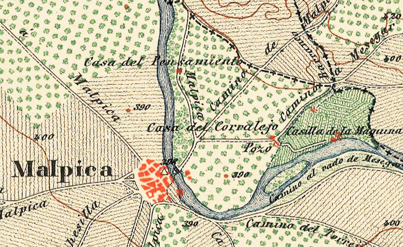 La labranza de Corralejo en un mapa topográfico del IGE en 1885