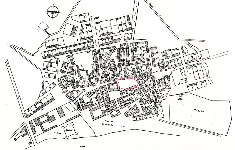 Recorte del plano topográfico de Malpica de Tajo (escala 1/5000) del IGE del 29 de mayo de 1882