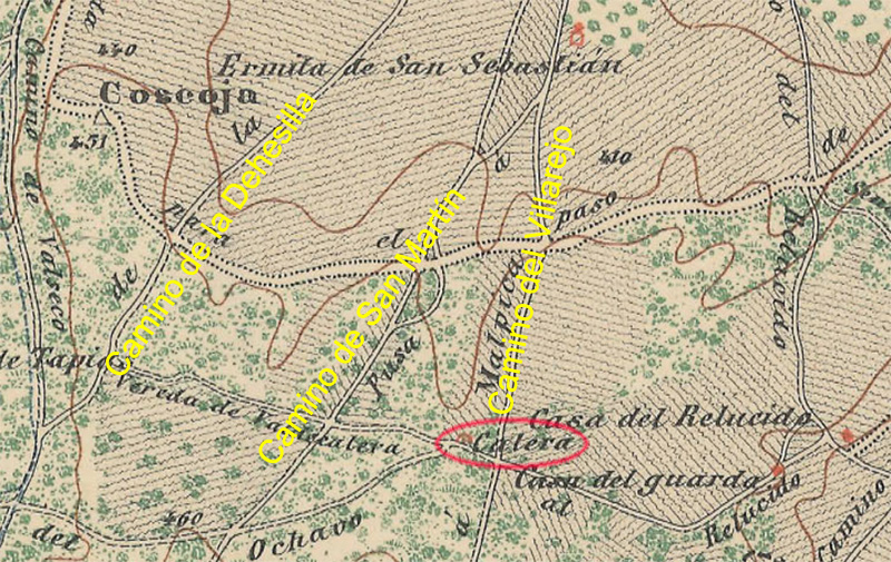 La Coscoja y su entorno en mapa de 1885