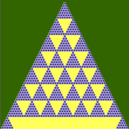 Triángulo de pascal y fractal de Sierpinski (mod7)